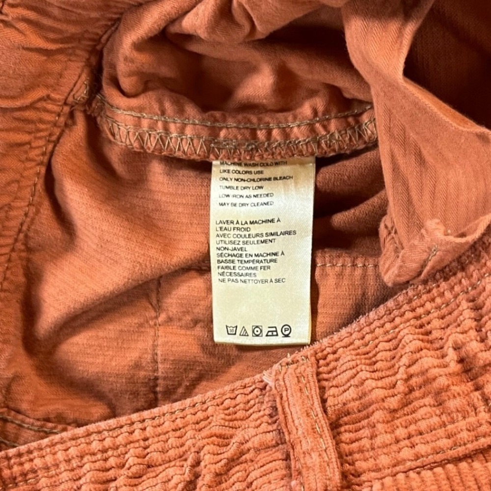 Free People Orange Corduroy Cargo Pants Wide Leg Utility Drawstring Women S - Picture 10 of 14